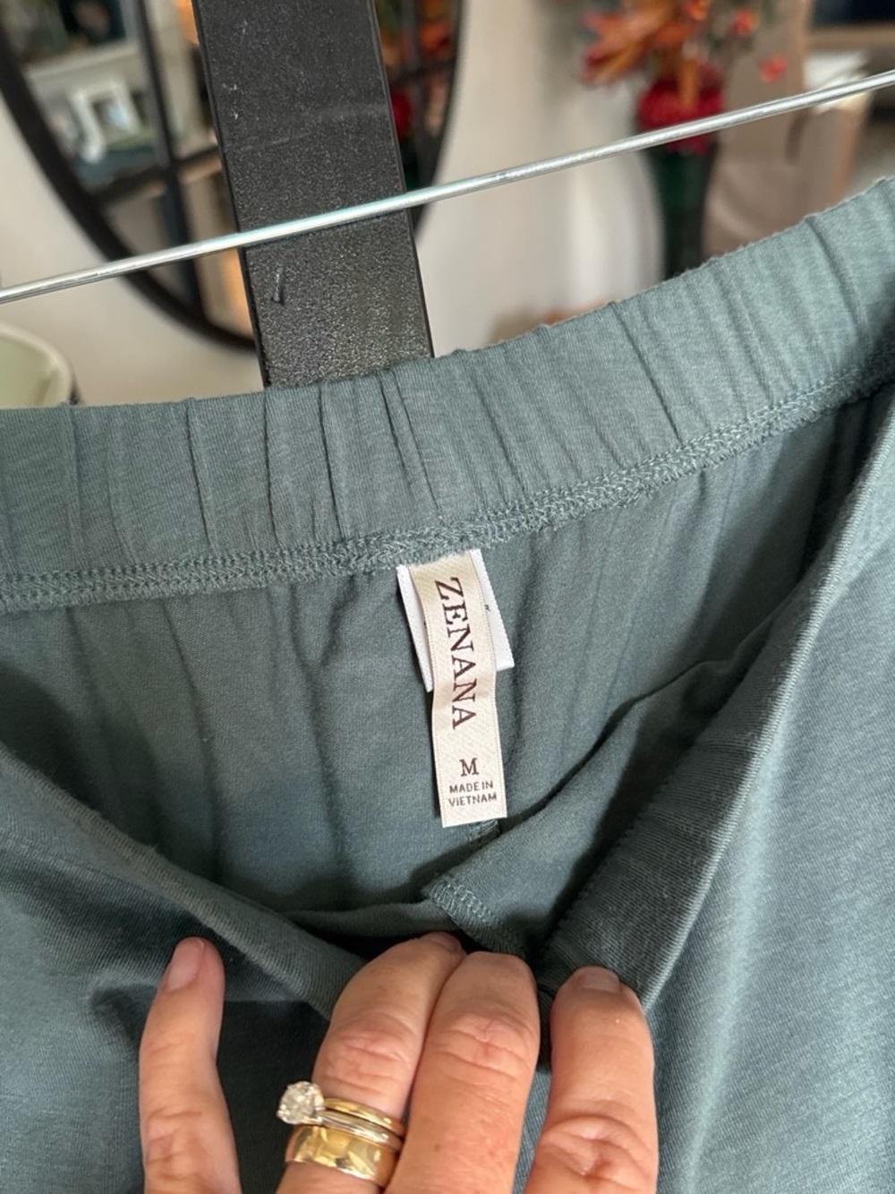 Zenana Outfitters Sage Green Two-Piece Long Sleeve Pajama Set with White Piping - Picture 8 of 8